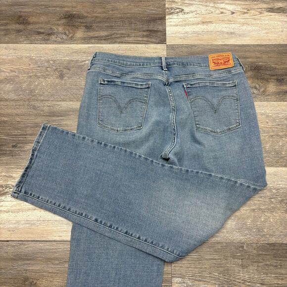 Levis 505 Faded Blue Womens 16S 33x29 Straight Stretch Denim Jeans Red Tab EUC - Picture 3 of 14